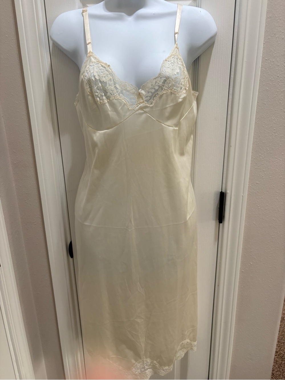 Vintage Adonna Cream Lace-Trim Slip